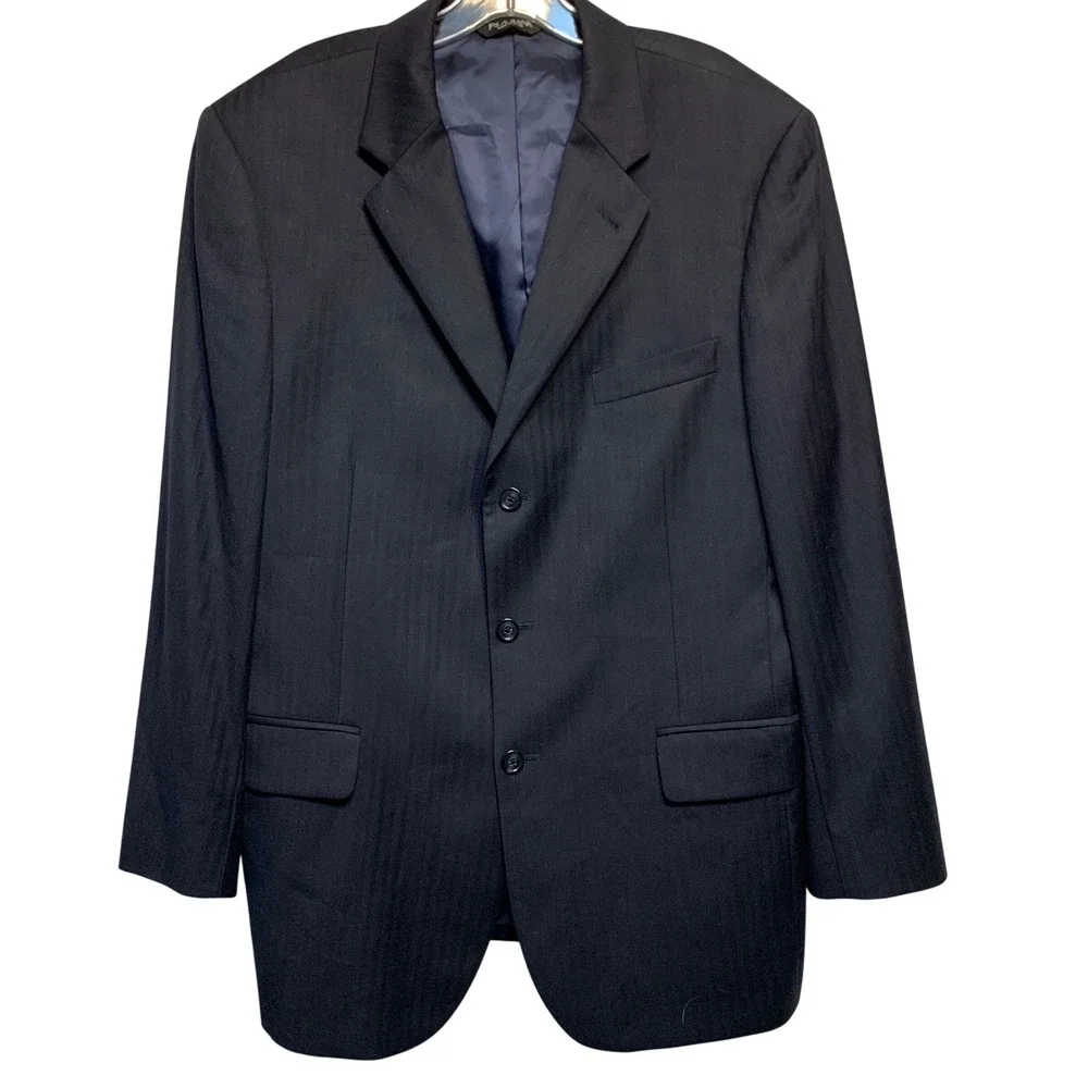 Jos. A. Bank Signature Collection Blazer Size R42 Navy Blue Wool Striped Classic
